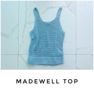 Madewell top size Small blue linen knit